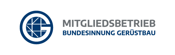Eine dunkelblaue Grafik die das Logo der Bundesinnung für Gerüstbau darstellt