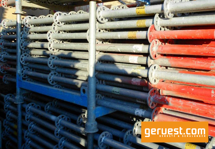 Layher Allround Fassadengerüst 7099 m² gebraucht · Stahlböden, Feld 3,07 m, Breite 1,09 m