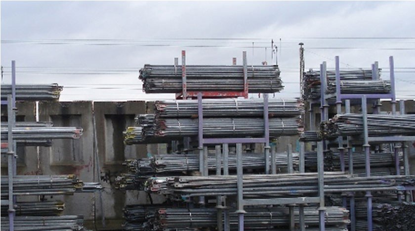 Hünnebeck Bosta 100 Fassadengerüst 56 m² gebraucht · Stahlboden, Feld 3,00 m · Basisausstattung