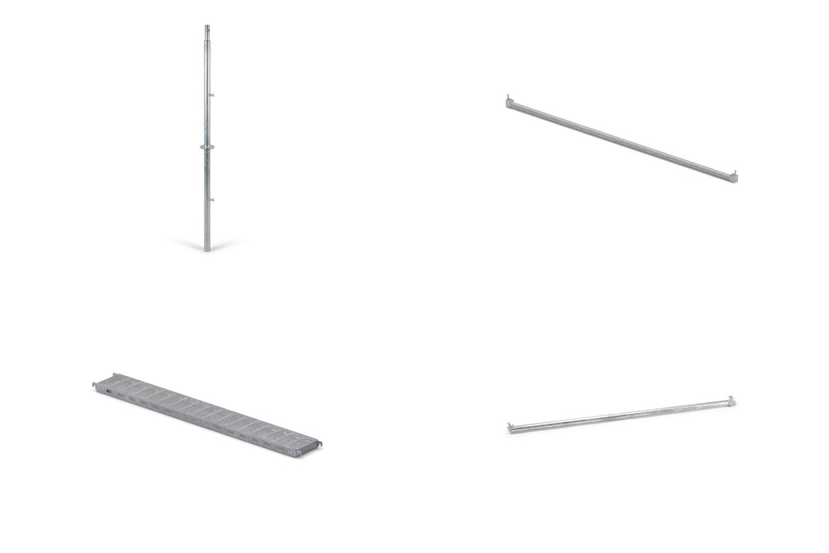 MGS-K Fassadengerüst 31 m² · Stahlboden, Feld 2,57 m, 2 Lagen